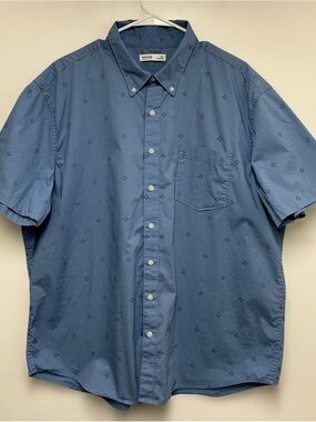 Sonoma Goods For Life Men's Blue‎ Geometric Print Short Sleeve Button Down Shirt